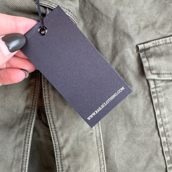 NWT Rails Olive Green Nola Military Utility Skirt Cotton Canvas Belt Size Medium - Picture 9 of 16